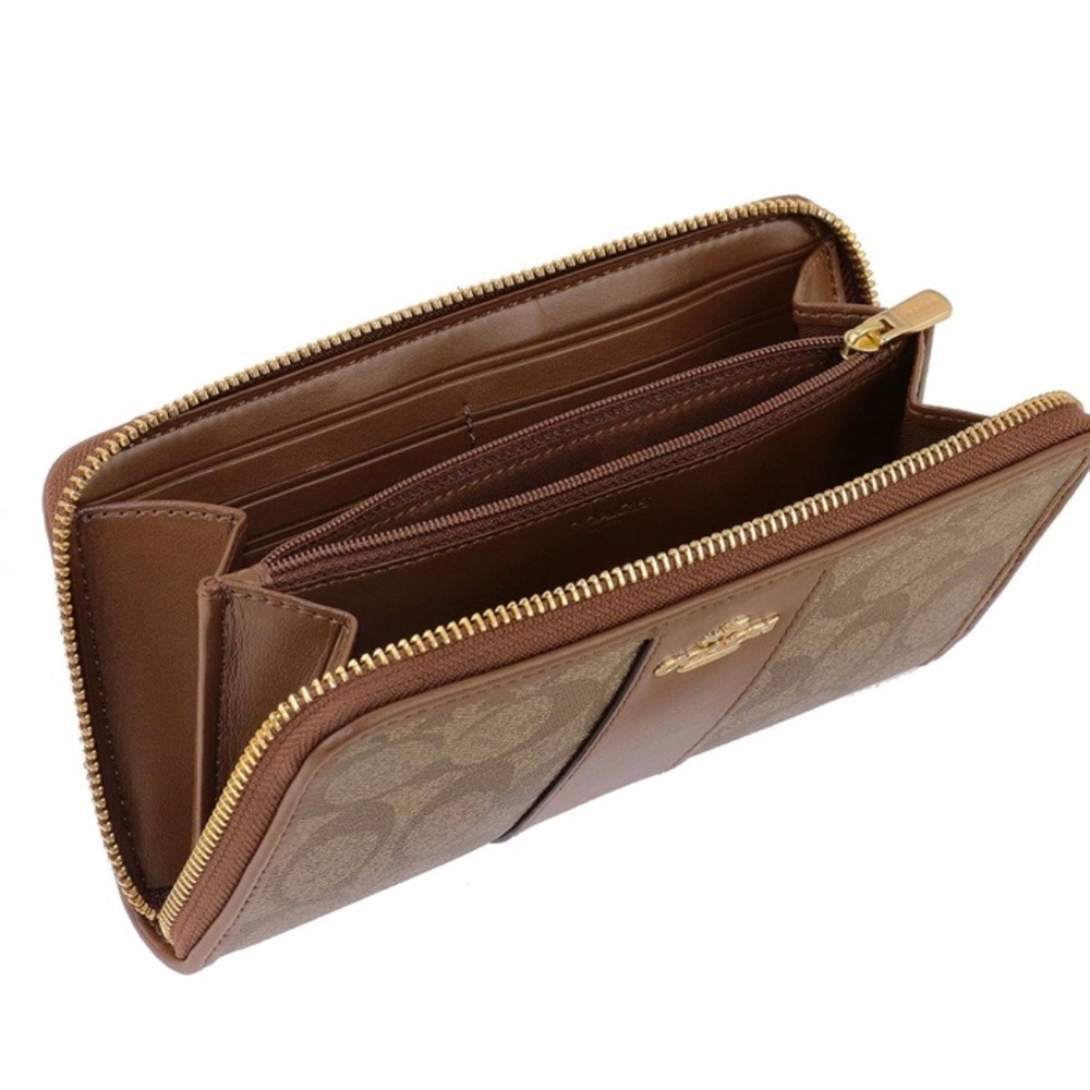 Coach Large Zip Accordion Signature Canvas Wallet - Picture 6 of 6